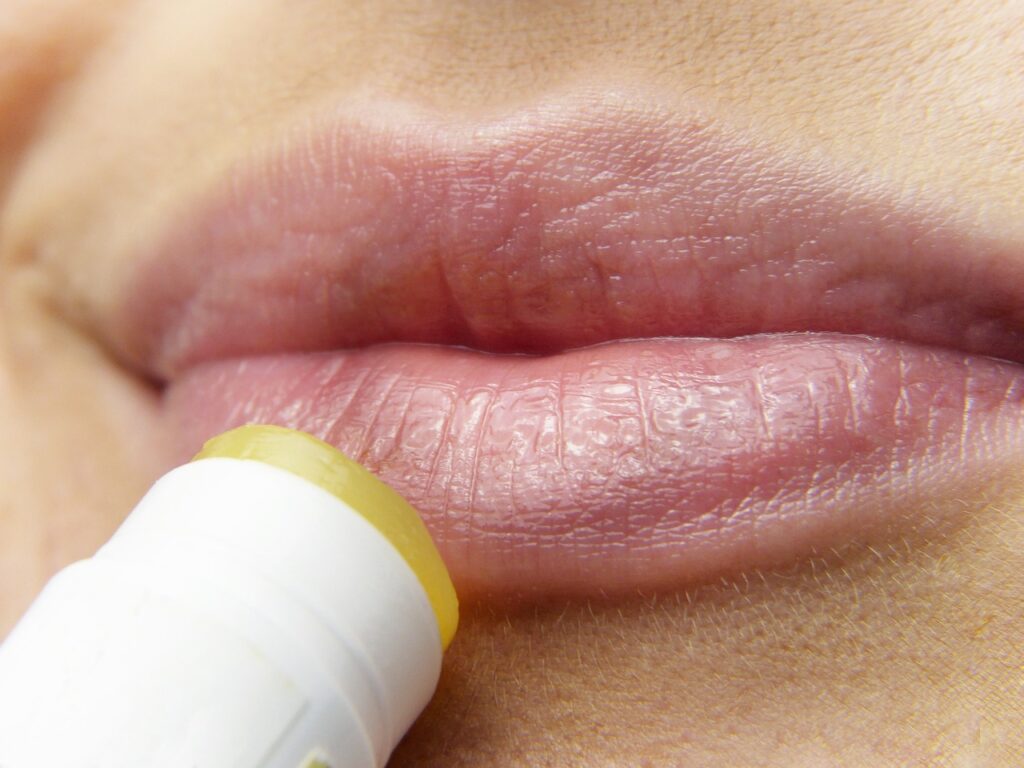 lip balm being applied